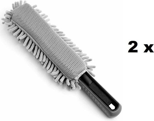 Brosse à rebord - Gris - Microfibre - 34 cm - set de 2 pièces