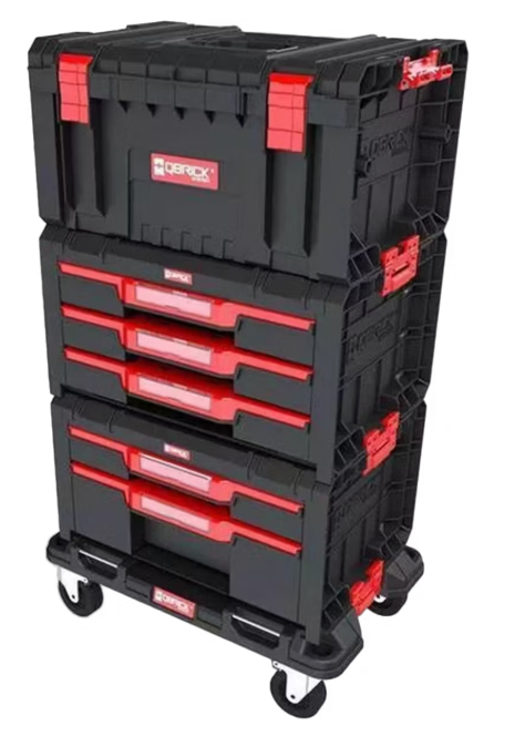 Chariot à outils Qbrick System Pro - 2 plateaux à tiroirs - 61 x 44 x 33 cm - Noir