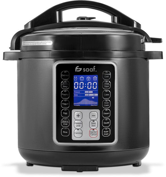 Multicuiseur - Ensemble de 11 pièces - 6L - 12 programmes automatiques - Mijoteuse, cuiseur à riz, cuiseur à vapeur, autocuiseur - Gris - de Saaf