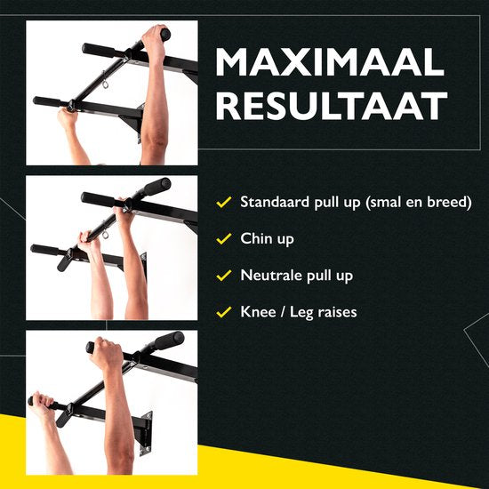 Zoluko Professional Pull Up Bar Wall Mount - 150kg Load Capacity - Incl. E-book - Easy Mounting - Pull Up Bar Fitness - Pull Up Station for Home Sports - Chin Up Bar - Black