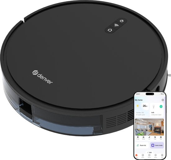 Denver Robot Aspirateur avec station de charge - Smartphone TUYA App - Convient pour les poils d'animaux - RVC115