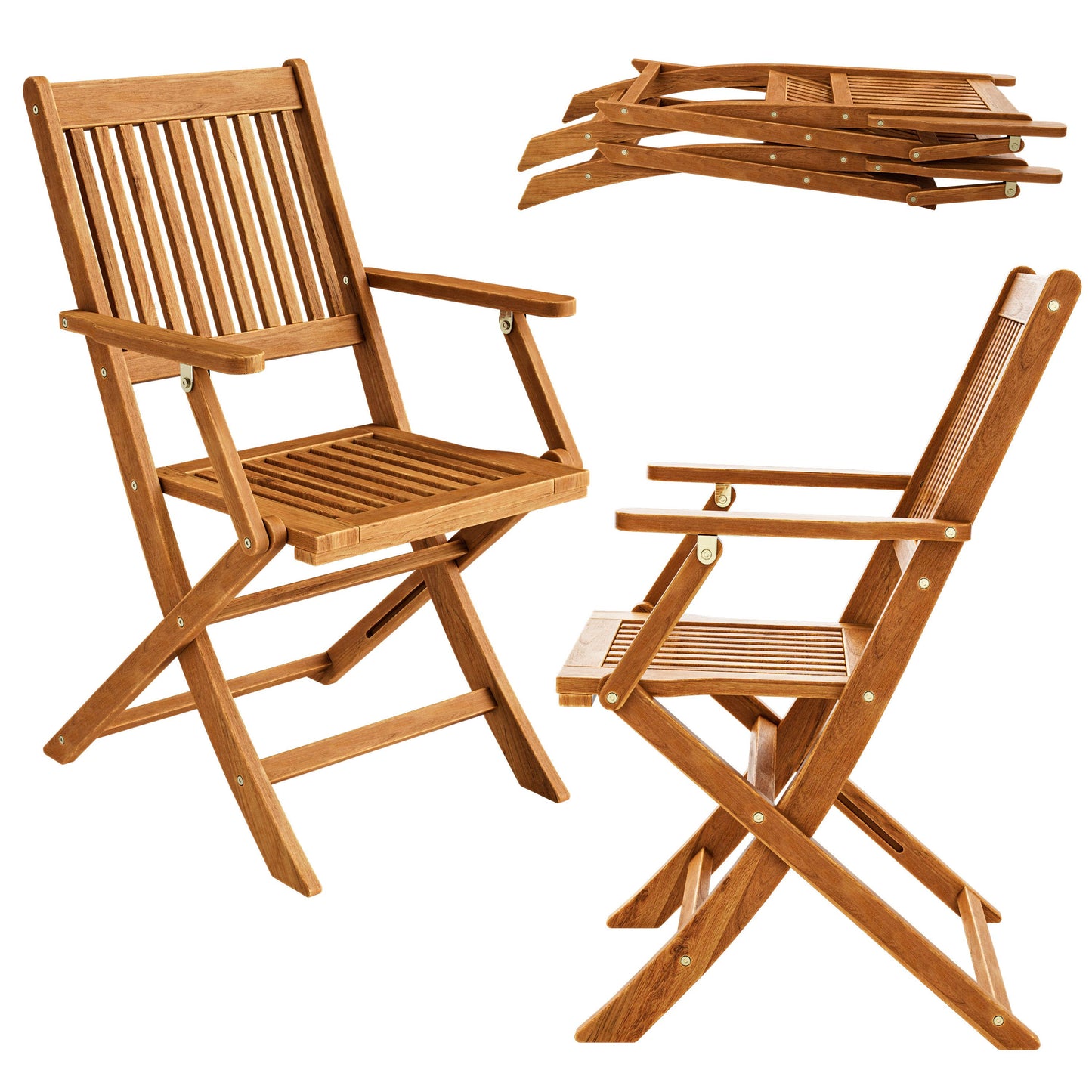 Casaria Chaises de jardin Sydney, lot de 2 – Bois d'acacia – 92 x 54 x 59 cm – Marron