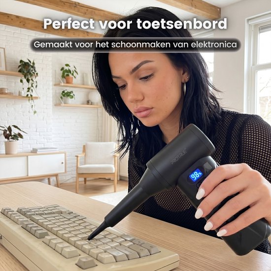 ProTrue® Air duster 110 000 tr/min - 4 vitesses - Dépoussiéreur sans fil - Air comprimé pour ordinateur - Turbo Fan Compressed Air - Souffleur à batterie