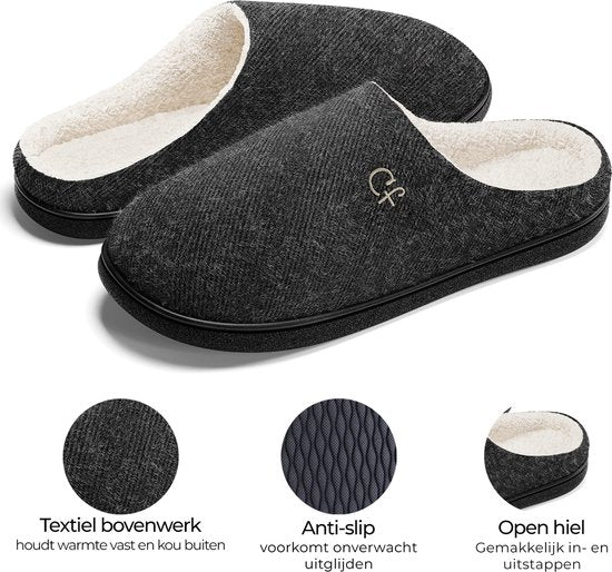 Chaussons Hommes - Chaussons - Taille 42/43 - Noir - Antidérapant - Comfeet