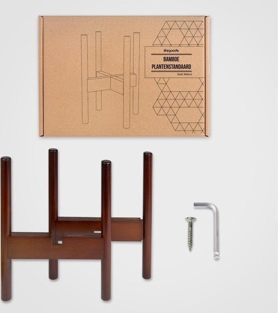 LifeGoods Support de plantes - Support de fleurs extensible - Table à plantes - 20 à 30 cm - Bambou foncé