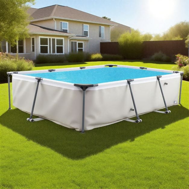Piscine hors sol Coast avec pompe de filtration – Piscine rectangulaire 300 x 207 x 66 cm – Gris