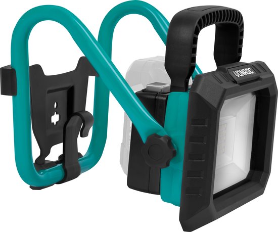 VONROC Lampe de chantier à batterie 20V - LED - 20W - 2 modes : 900/1800 lumens - inclinable - grand angle de rayonnement - Sans batterie ni chargeur