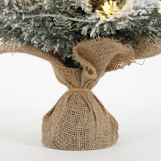 Black Box Trees Sapin de Noël artificiel Grimshaw avec neige H60 x P46 cm - Sapin artificiel dans un sac en jute - Sapin de Noël artificiel d'intérieur - 56 branches - Vert