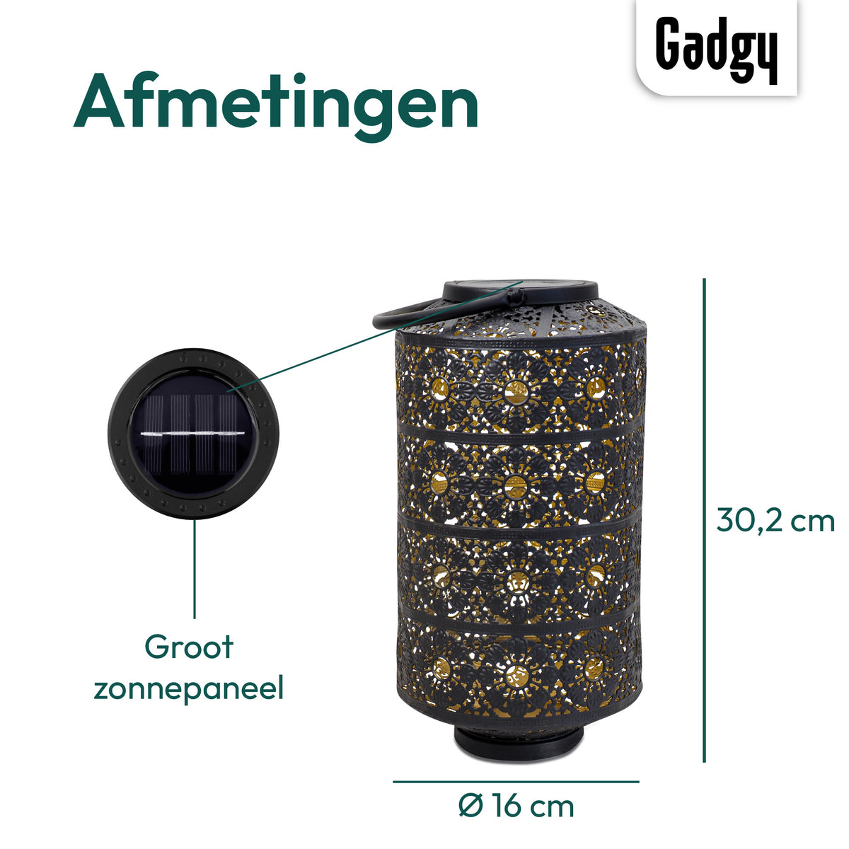 Gadgy Lampe solaire de jardin Lampe de table Maya XL - Lampe d'extérieur Terrasse & Balcon - Lampe solaire de jardin - Lampe solaire de jardin - Lampe solaire Led d'extérieur - Lanterne Windlight Hanging - Lampes de jardin - Bronze / Gold
