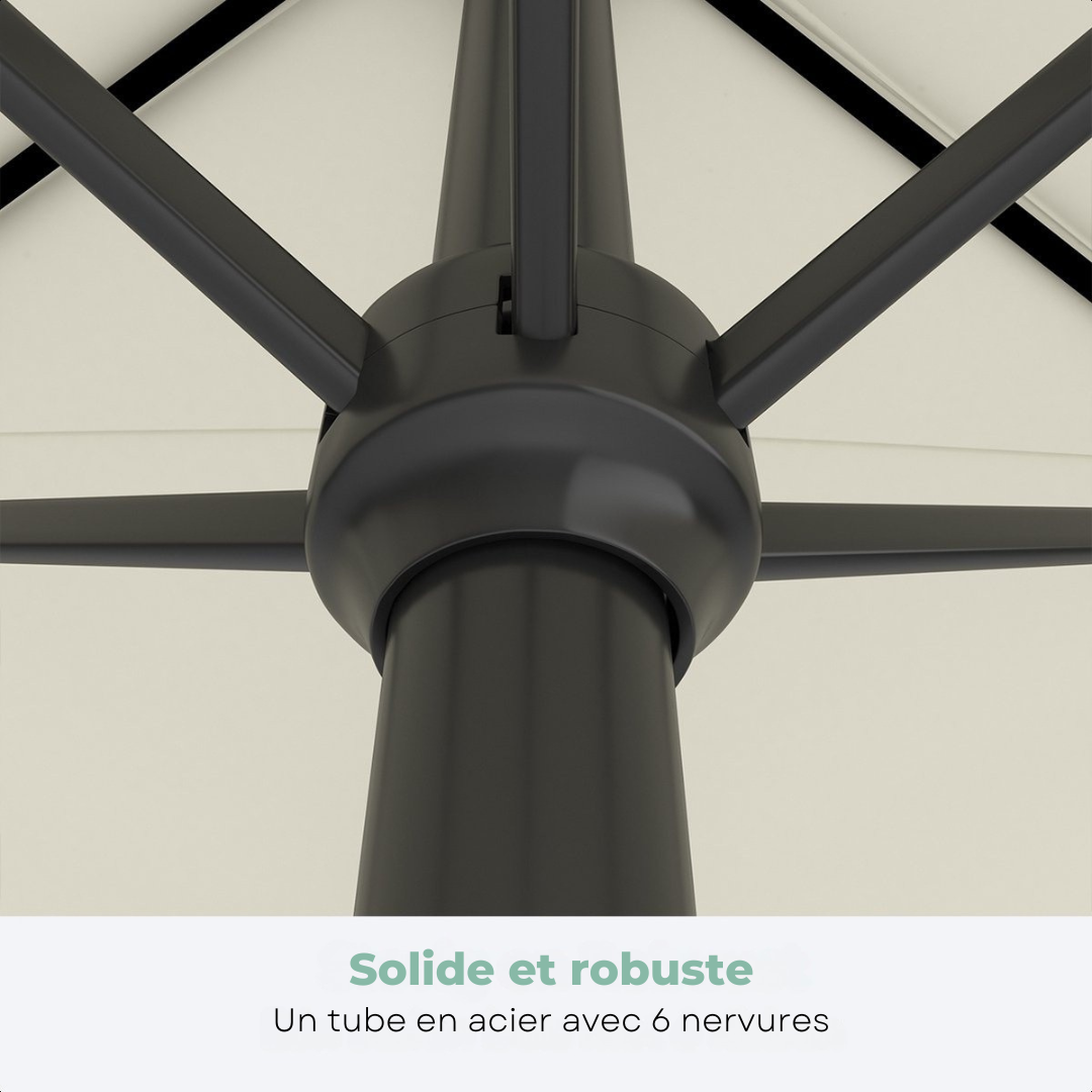 LifeGoods Parasol - Ø270 cm - 30° inclinable - imperméable - avec housse - Crème