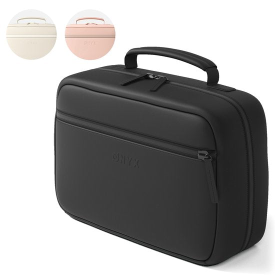 ONYX Trousse de toilette noire - Trousse de maquillage - Organisateur de cosmétiques - Disposition intelligente - Trousse de beauté et miroir de maquillage - Trousse de toilette à suspendre avec crochet - Femmes et hommes - Taille : M