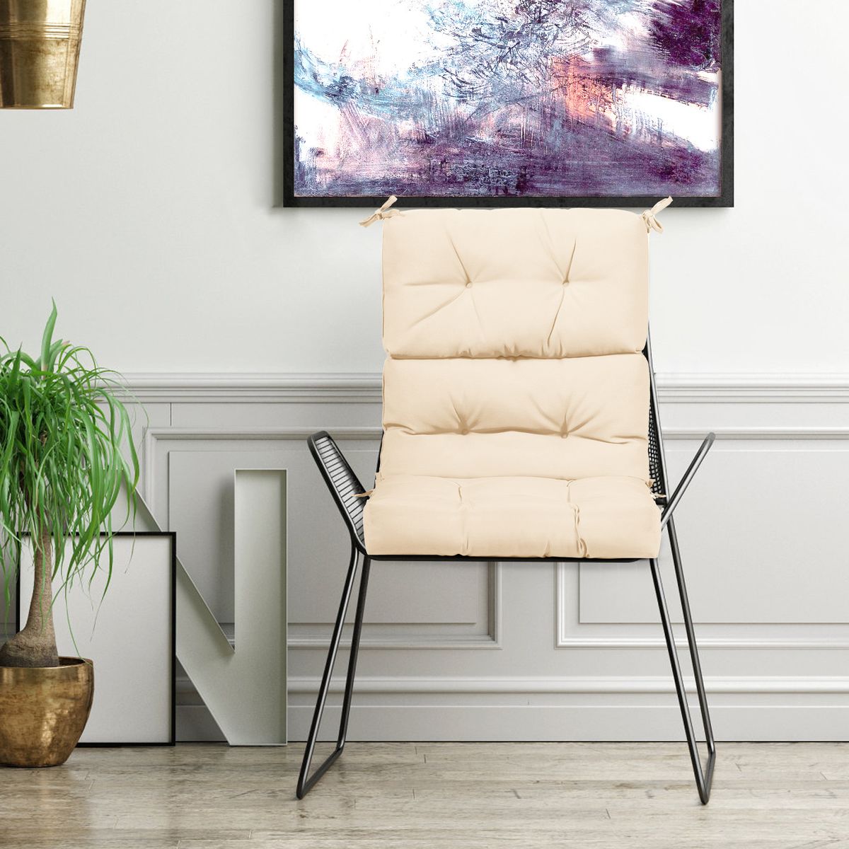 Coussin d'assise et de dossier Coast pour chaise de terrasse - Réglable sur 3 positions - Sangles antidérapantes en corde - Beige