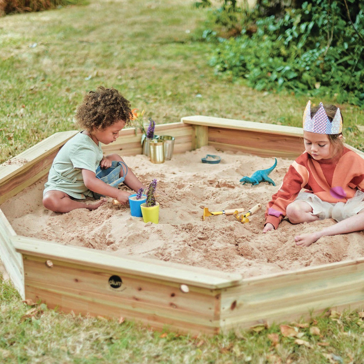 Plum Play Bac à sable géant en bois avec couvercle 1,5 x 1,5 m - Bois naturel