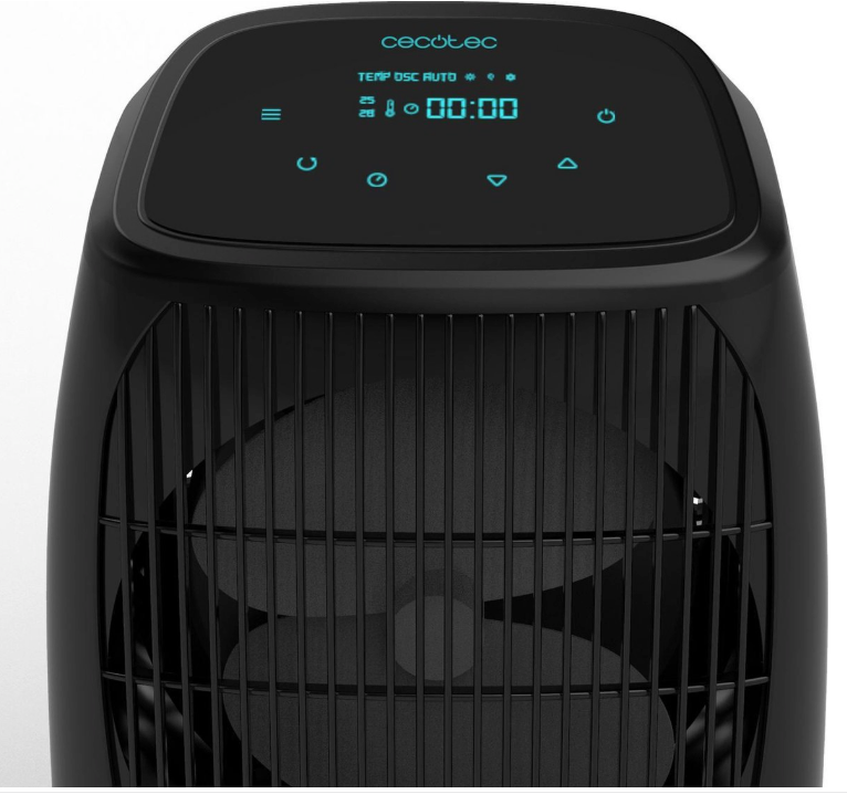 Radiateur soufflant intelligent  - Cecotec - 2000W - Avec thermostat réglable et 3 niveaux - Protection contre le gel et la surchauffe - Plastique - Noir