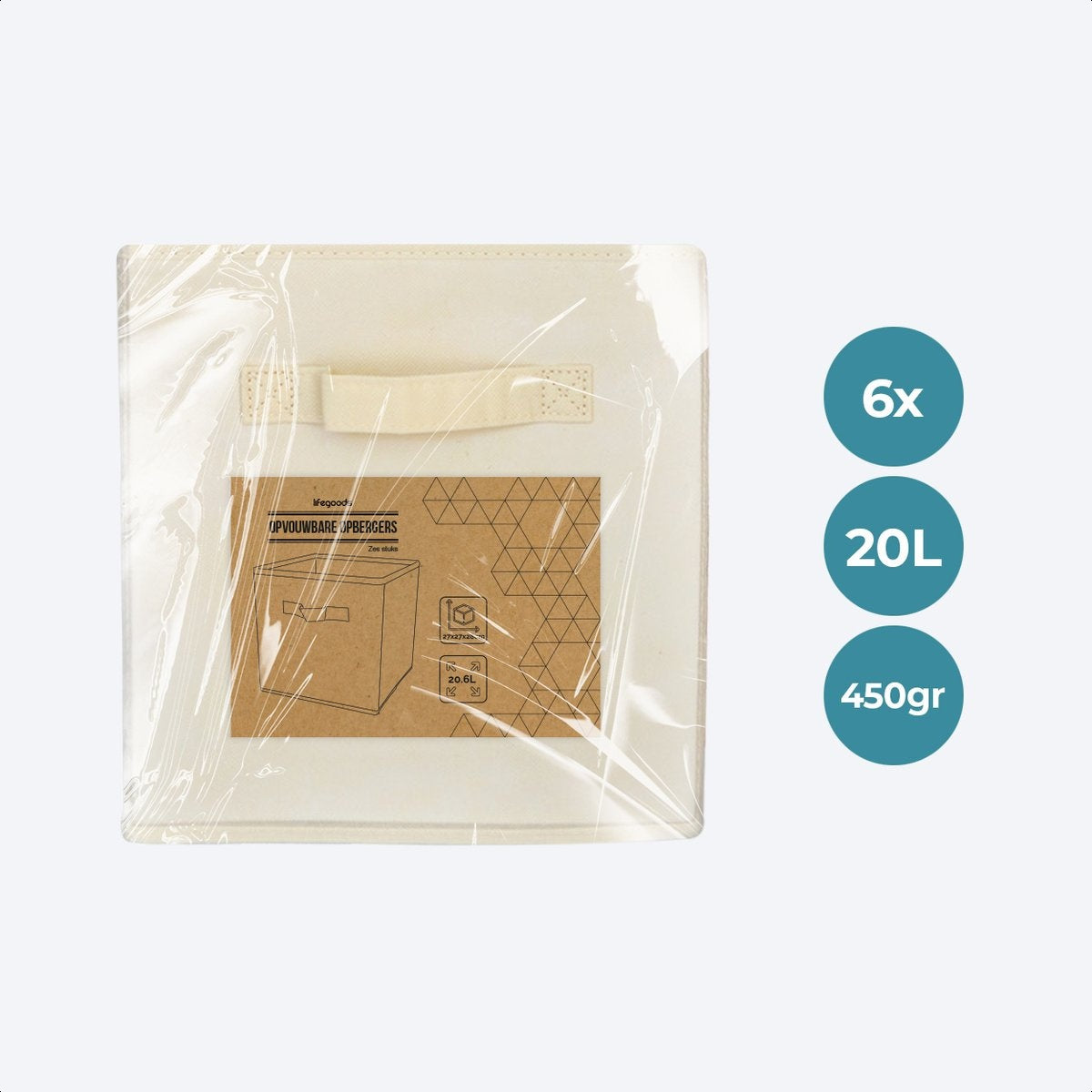 LifeGoods Organiseurs de placards - 6 pièces - 20L - Textile - Beige