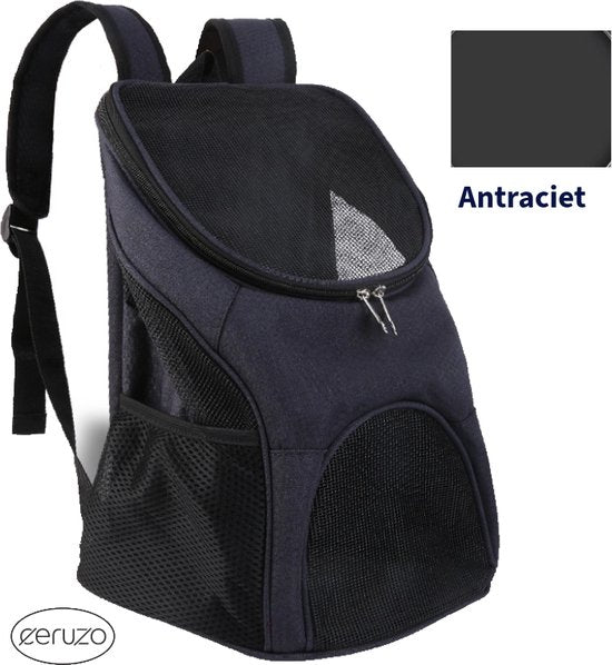 Ceruzo Sac à dos pour chien - Sac à dos pour chat - Max 10 kg- Sac de voyage - 26x33x40cm - Anthracite