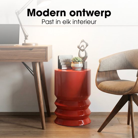 Table d'appoint Mica Decorations Mart – Table d'appoint ronde – Petite table – Table basse – Table d'appoint pour salon – Peut également servir de table à plantes ou de support pour plantes – Métal – 46 x 30 cm – Rouge