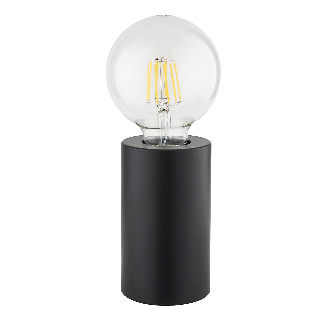 Pied de lampe de table Harbour Studio Reno, noir mat - Cylindrique - E27 - Avec interrupteur sur le cordon