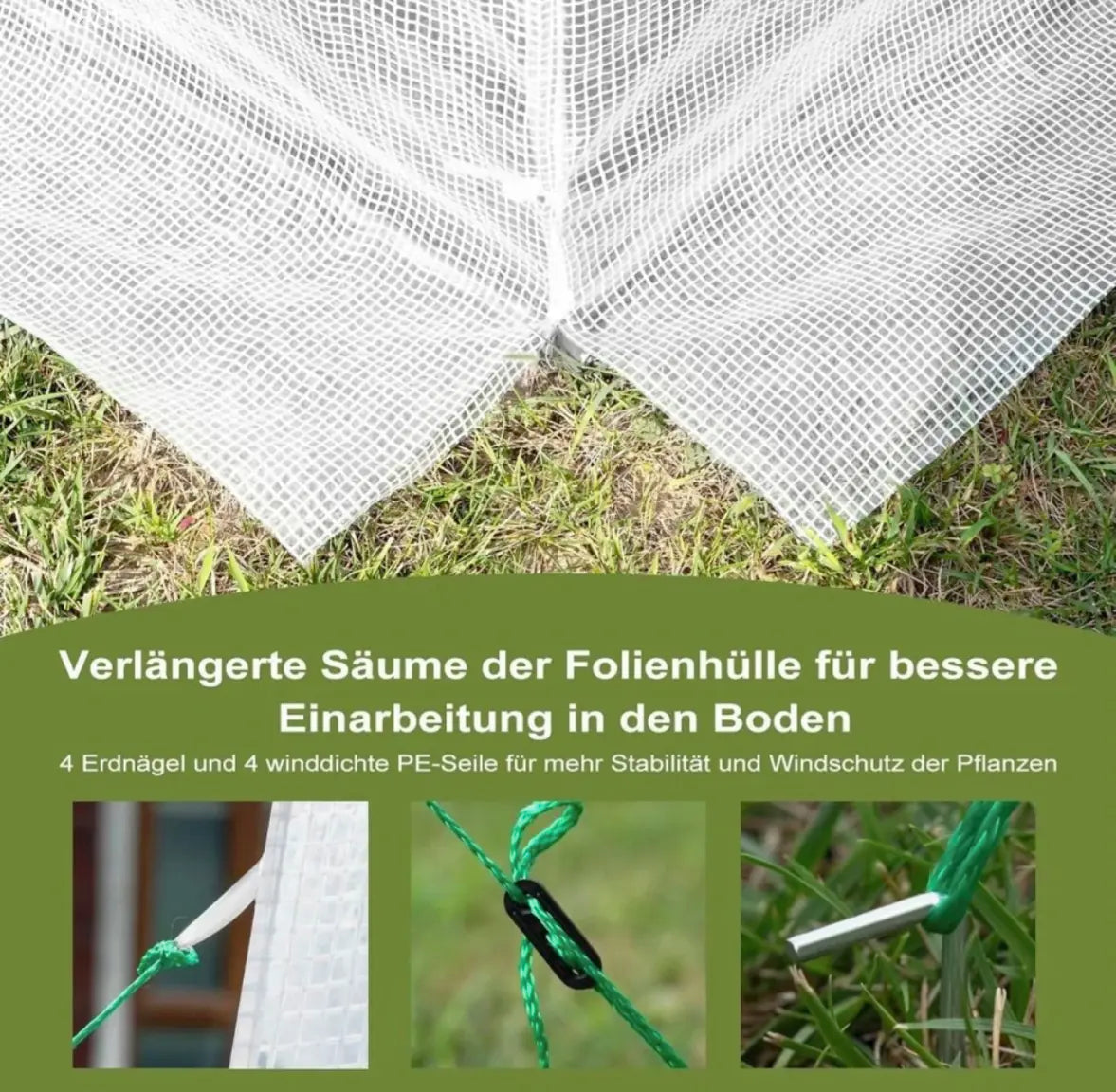 Woltu Foil Greenhouse 300x200x200 cm White - Serre tunnel spacieuse avec 6 fenêtres et fermeture à glissière