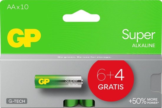 Pile GP Super Alcaline - AAA - paquet de 10 - blister d'action (6+4)