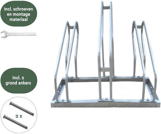 BRASQ Porte-vélos pour 3 vélos - Support à vélos - Porte-vélos - Support à vélos au sol, matériel de fixation inclus - Argent