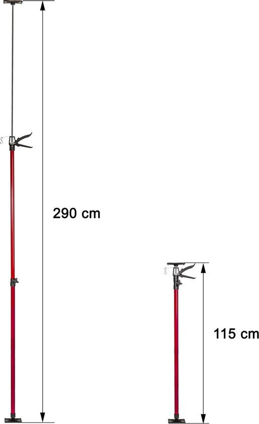 TecTake - set de 4 supports de plafond 115 - 290 cm - rouge - 402401