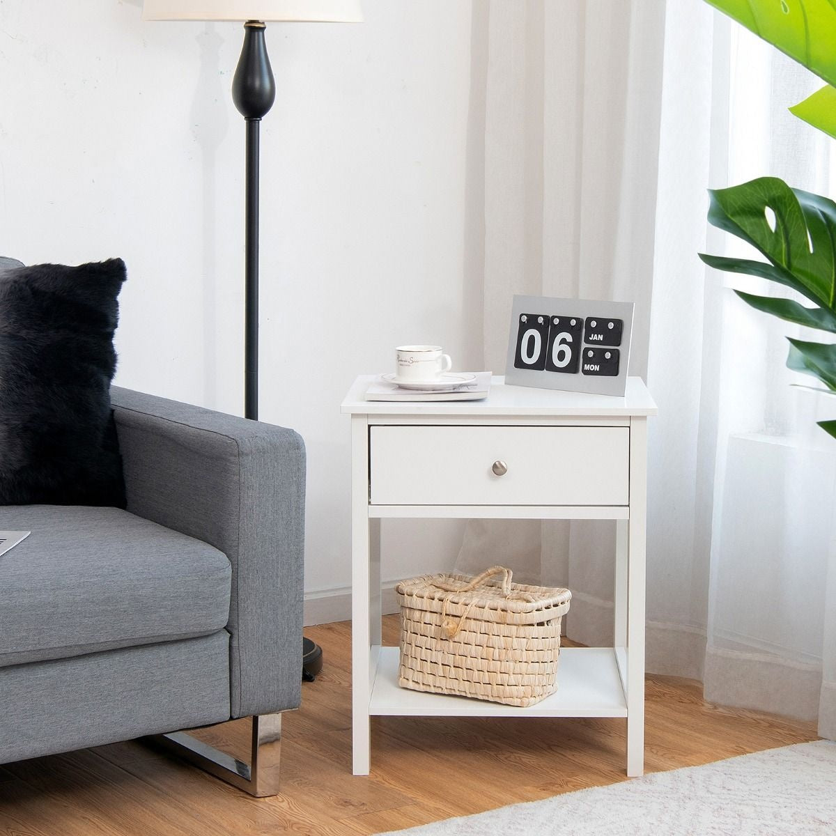 Table de chevet Coast 2-stage night sideboard table de chevet moderne avec tiroir blanc