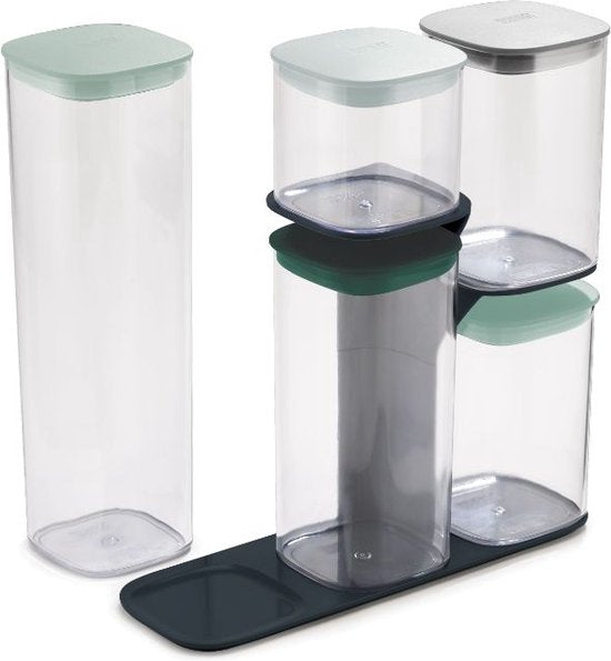 Joseph Joseph Editions Boîtes de conservation - Bocal de rangement avec support - Lot de 5 pièces - Vert