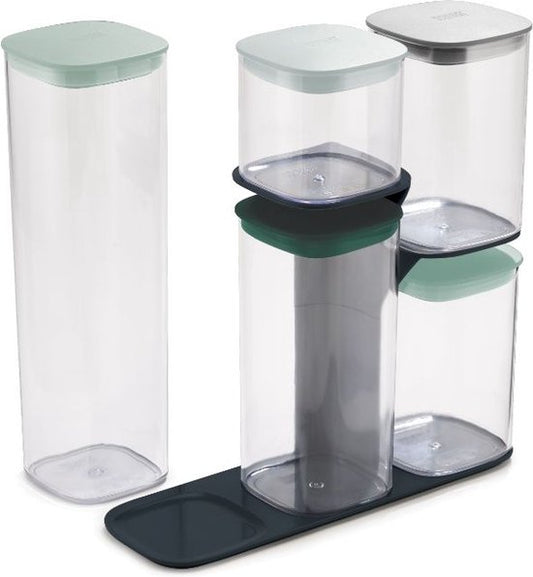 Joseph Joseph Editions Boîtes de conservation - Bocal de rangement avec support - Lot de 5 pièces - Vert