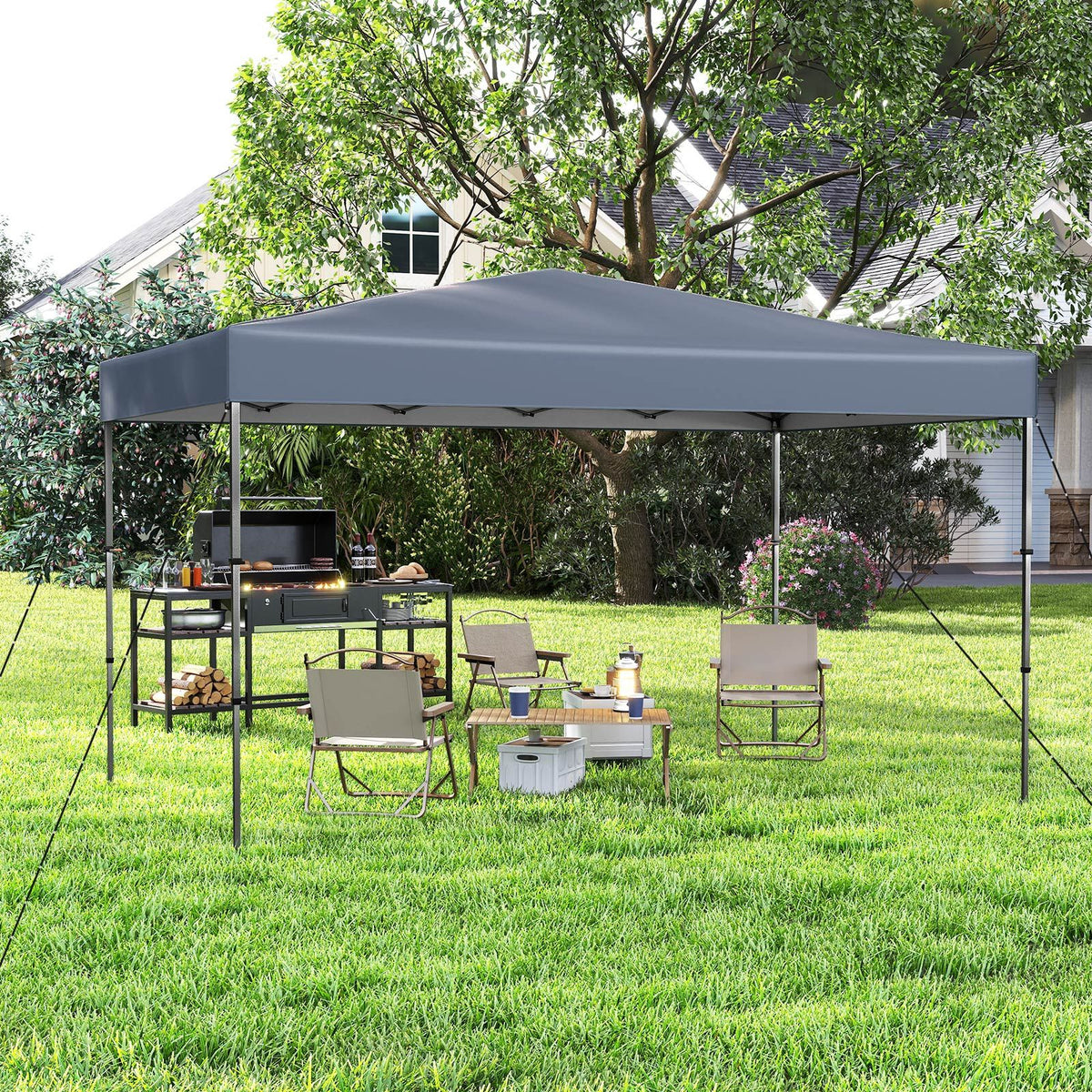 Pavillon pop-up Coast 365 x 225 cm – Protection UV avec sac de transport – Gris – Oxford Métal
