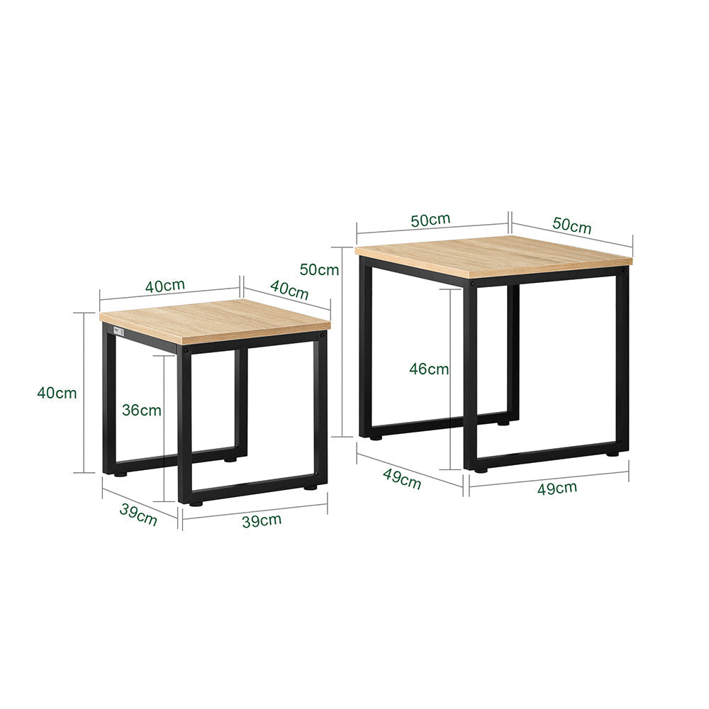 SoBuy Tables d'appoint - Lot de 2 tables basses - Max. 20KG - 50 x 50 x 50 cm - Couleur bois