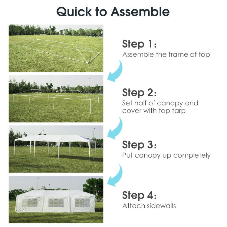Coast Pavillon de jardin 3x9m Tente de fête Tente de jardin Protection UV blanc