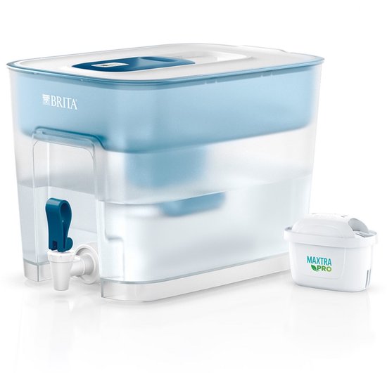 BRITA - Carafe filtrante - Flow Cool - Filtre à eau - Distributeur d'eau - 8,2 L - Bleu - avec 1 cartouche filtrante MAXTRA PRO ALL-IN-1