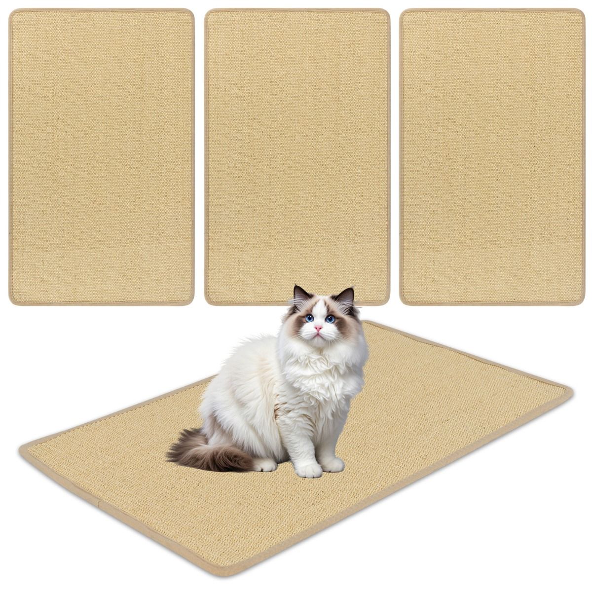 Lot de tapis Coast pour crabes - sisal - autocollants - 80 x 50 cm - naturel