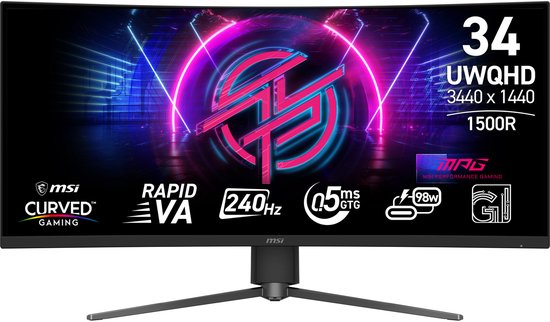 MSI MPG 346CQRF X24 - Écran de jeu ultra-large QHD - USB-C 96 W - HDMI 2.1 - 240 Hz - 34 pouces