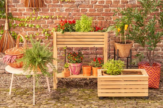Mica Decorations Jardinière d'extérieur Glenwood Rectangle - L70 x L30 x H75 cm - Bois d'acacia - Brun