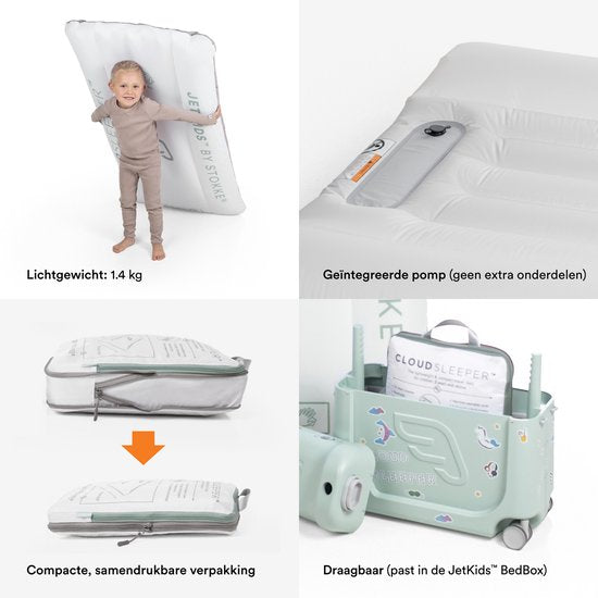 Stokke JetKids CloudSleeper, Mickey Celebration - Lit de voyage gonflable - Pompe intégrée, housse en maille respirante et protections sur toute la longueur pour assurer la sécurité de votre enfant - pour les enfants à partir de 3 ans