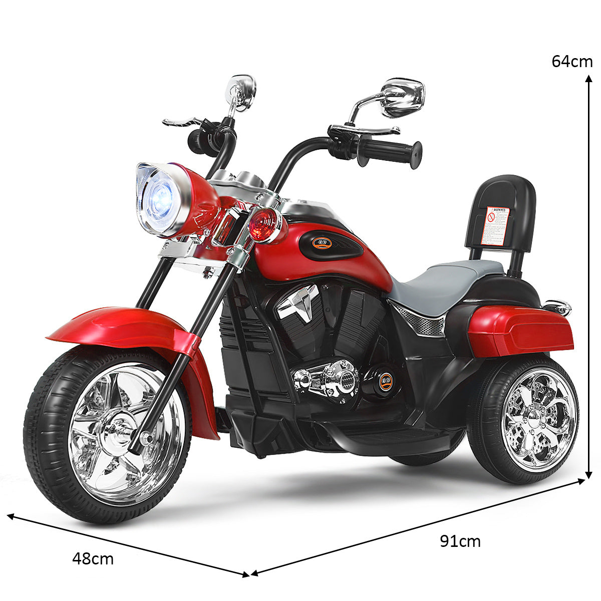 Moto électrique pour enfants - Coast - Style Chopper Moto - 91 x 48 x 64 cm - rouge + noir