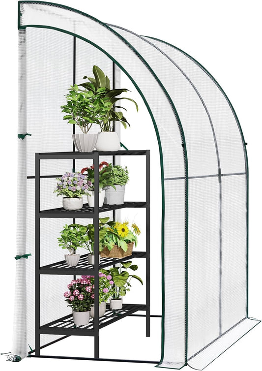 Serre de jardin Woltu - Demi-cercle - 200 x 100 x 210 cm - Blanc