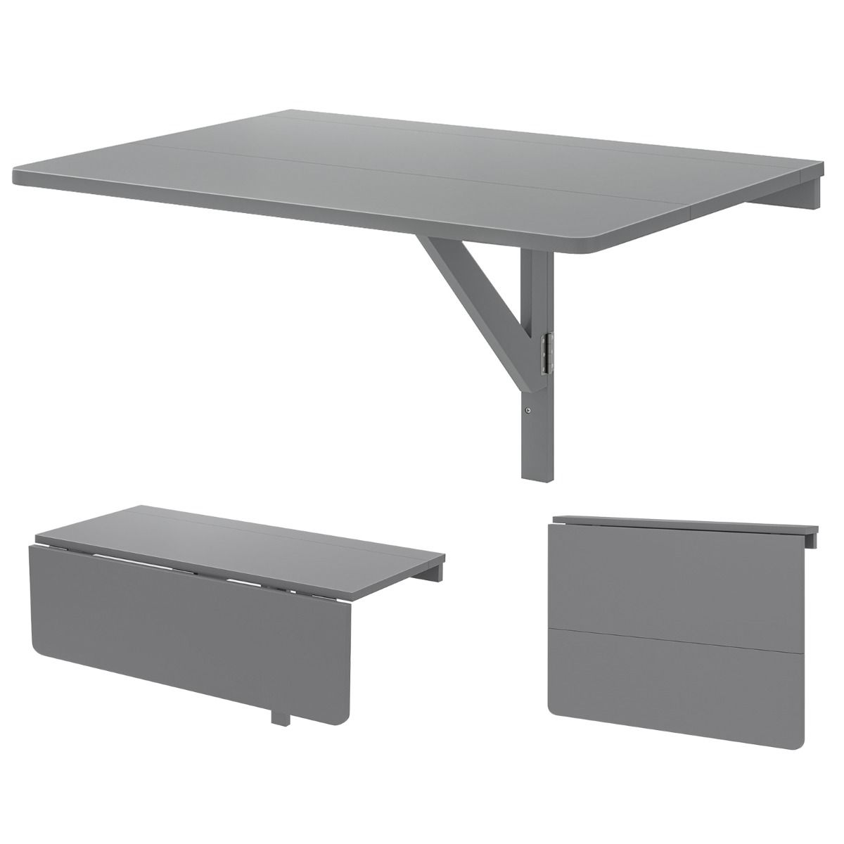 Table pliante murale Coast - bureau pliant - design peu encombrant - gris 80 x 60 x 45 cm