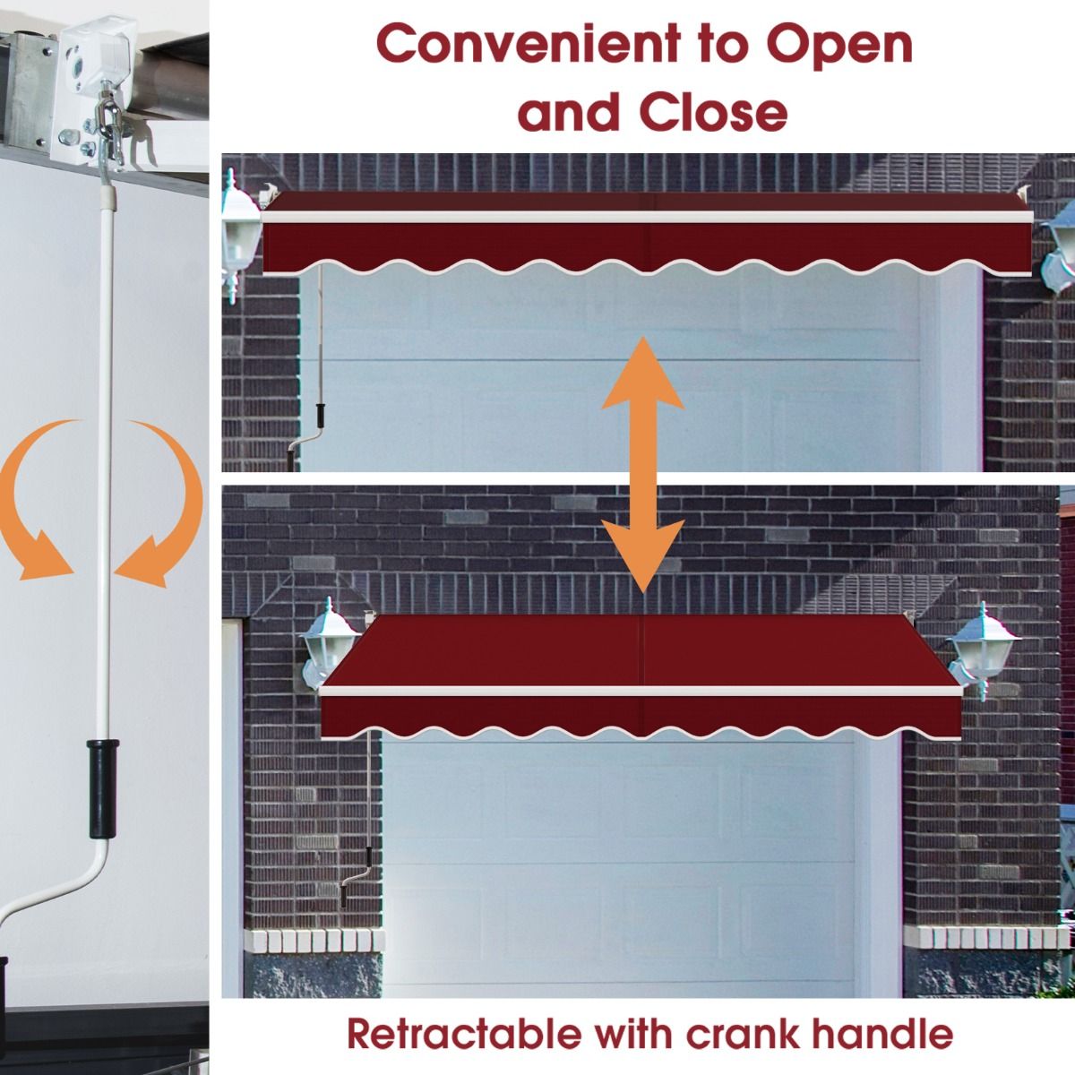 Coast Parasol manuel extensible 295x250 cm - Rouge - Structure en aluminium - Angle réglable 40°-100° - Sans perçage