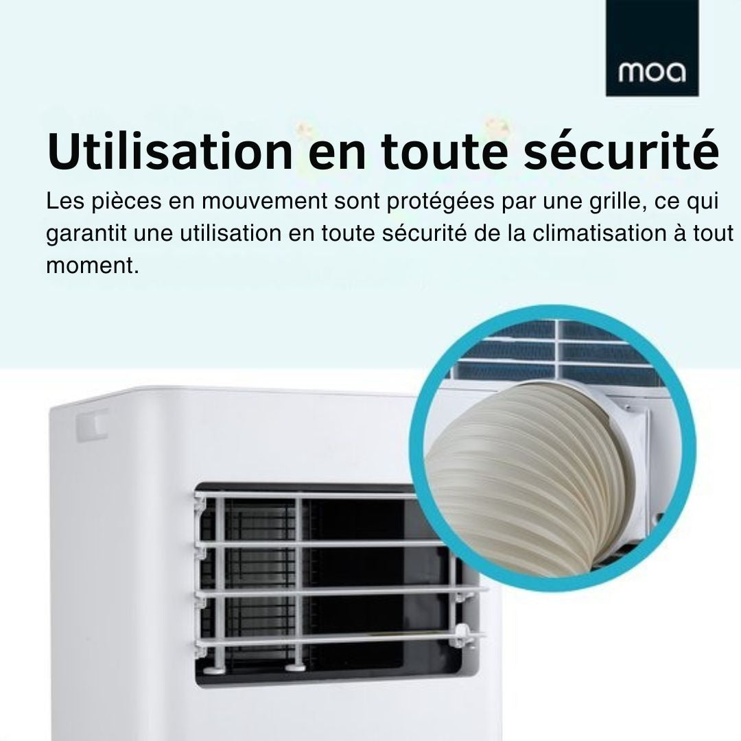 Climatiseur mobile - MOA - 3-en-1 - Déshumidificateur et Ventilateur - télécommande - classe énergétique A - pour pièces jusqu'à 60m³ - Blanc