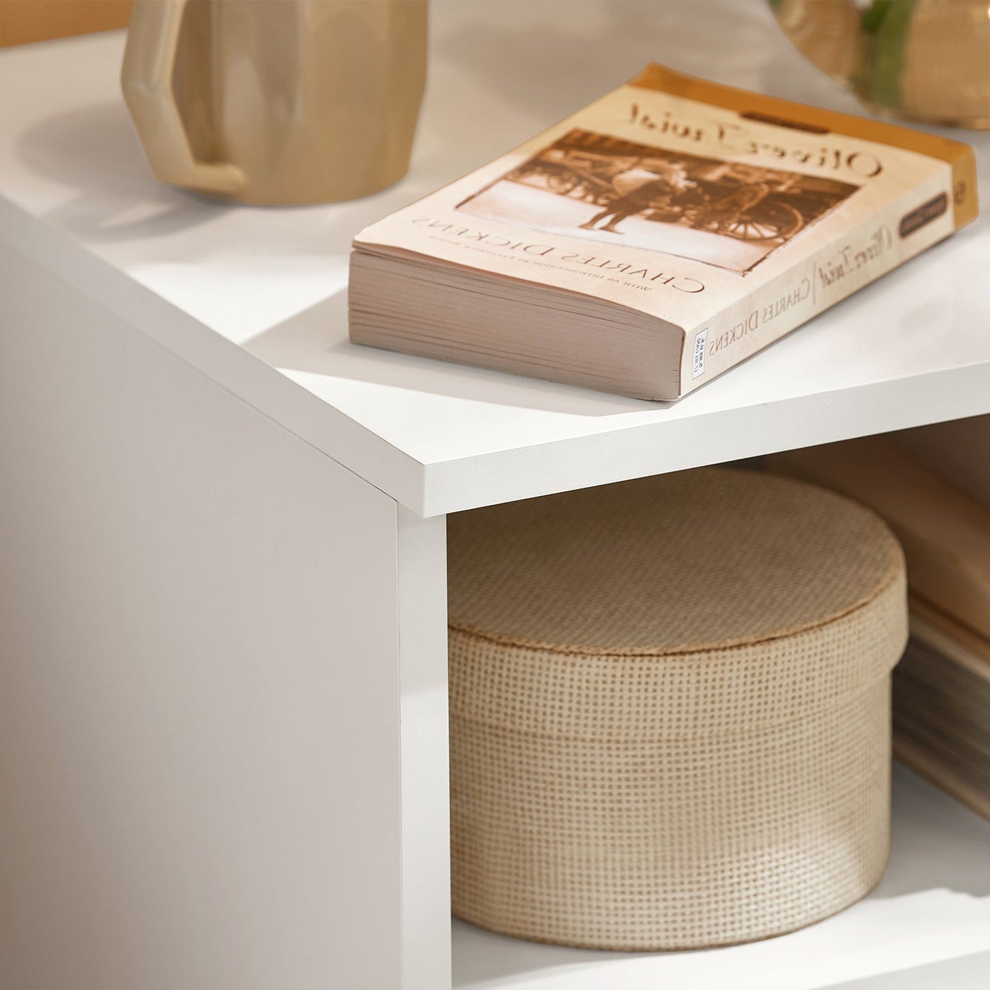 SoBuy Table de chevet - avec compartiment ouvert et tiroir - max. 30 kg - 39 x 38 x 55 cm - blanc
