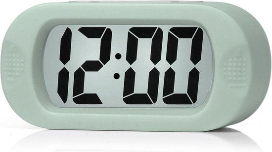 JAP AP17 réveil digital - Réveil robuste - Avec fonction snooze et éclairage - Boîtier protecteur en caoutchouc - Vert Pastel