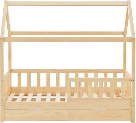 Lit enfant Marli - 90 x 200 cm - Couleur bois - Tiroirs de lit inclus