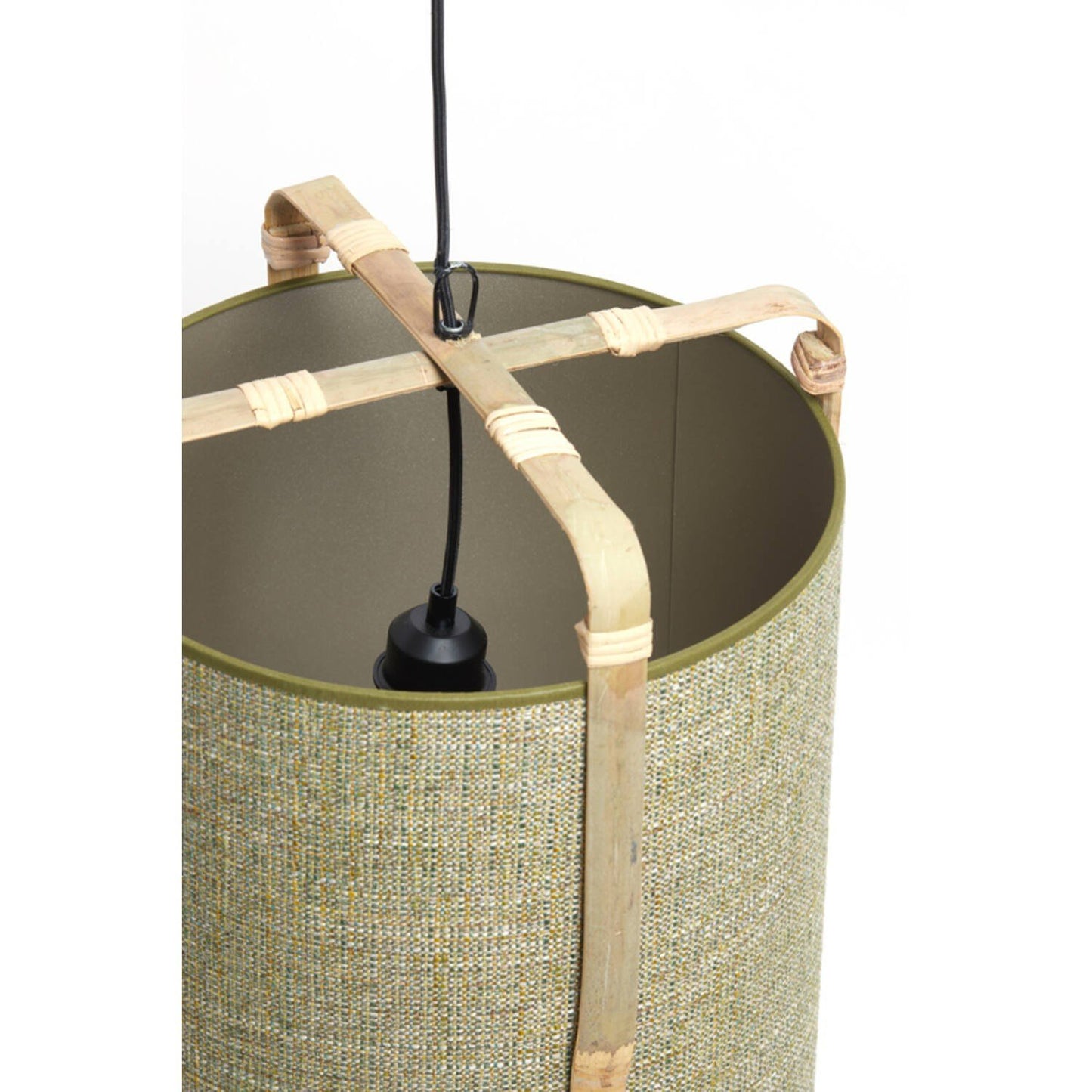 Light & living lampe suspendue Sendai Ø42 x 70 cm - vert avec bambou naturel