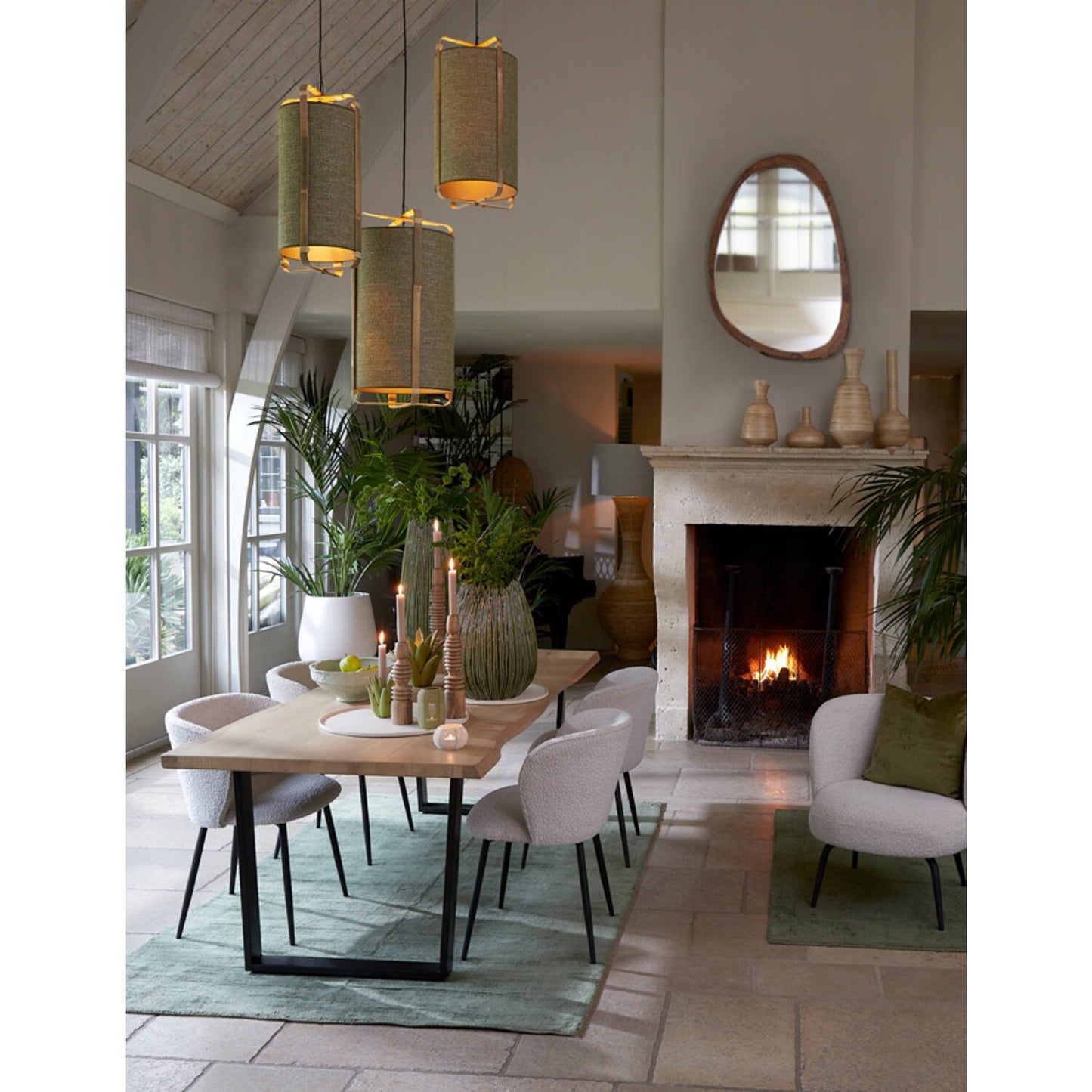 Light & living lampe suspendue Sendai Ø42 x 70 cm - vert avec bambou naturel