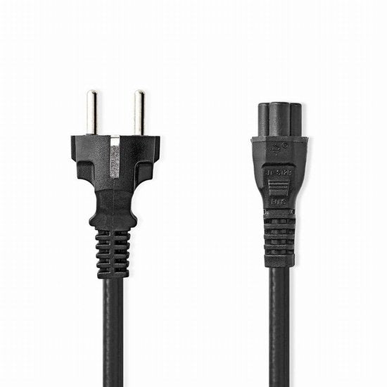Nedis Câble d'alimentation - Type F (CEE 7/7) Mâle - IEC-320-C5 - Droit - Nickelé - 2,00 m - Rond - PVC - Noir - Etiquette