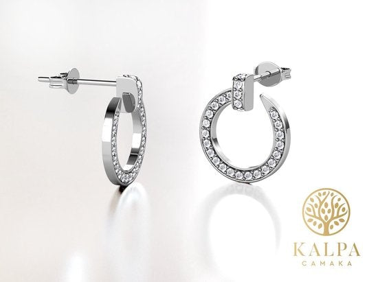 Yolora Boucles d'oreilles pour femmes avec cristaux Kalpa Camaka - Argent - Plaqué or blanc 18K - Boucles d'oreilles pour femmes - Boucles d'oreilles - Bijoux - Coffret cadeau de luxe - Coffret cadeau - Coffret cadeau exclusif - Bel emballage cadeau