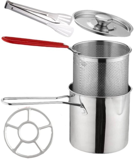 Ceruzo Mini Friteuse - 1.2L - Acier inoxydable - Avec panier - Pour cuisinière à gaz